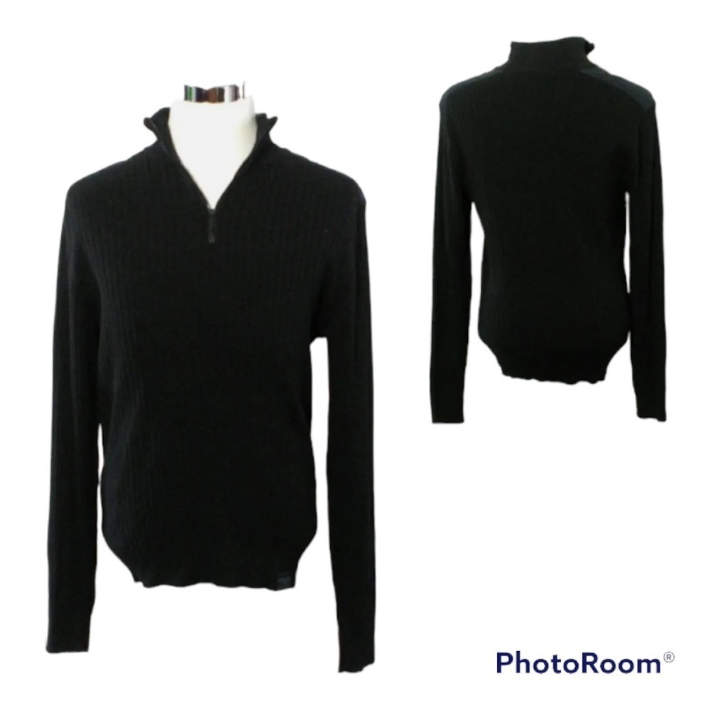 Calvin Klein Mens Blue Ribbed Front Full Zip Closure Cardigan Sweater Size XL